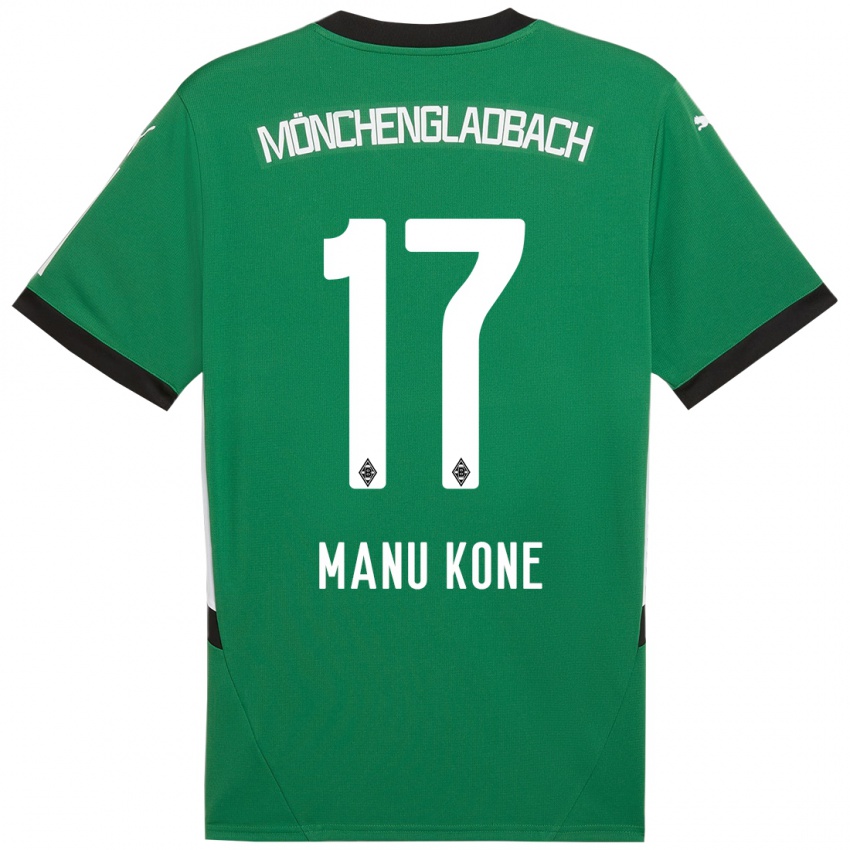 Kinder Manu Koné #17 Grün Weiß Auswärtstrikot Trikot 2024/25 T-Shirt Österreich