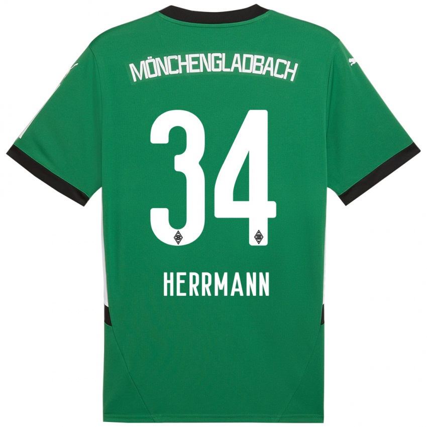 Kinder Charles Herrmann #34 Grün Weiß Auswärtstrikot Trikot 2024/25 T-Shirt Österreich