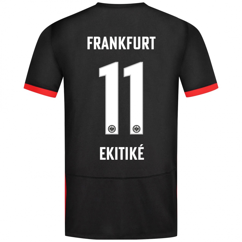 Kinder Hugo Ekitike #11 Schwarz Auswärtstrikot Trikot 2024/25 T-Shirt Österreich