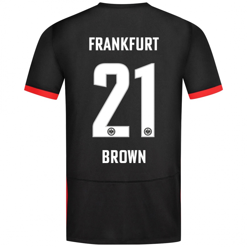 Kinder Nathaniel Brown #21 Schwarz Auswärtstrikot Trikot 2024/25 T-Shirt Österreich