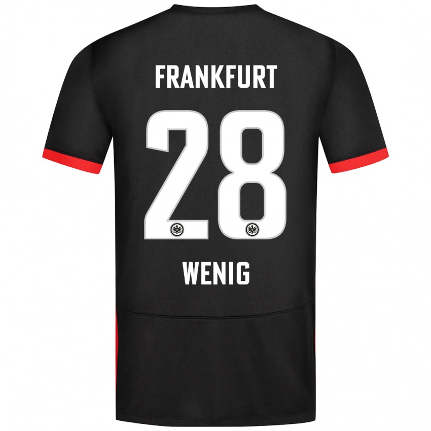 Kinder Marcel Wenig #28 Schwarz Auswärtstrikot Trikot 2024/25 T-Shirt Österreich