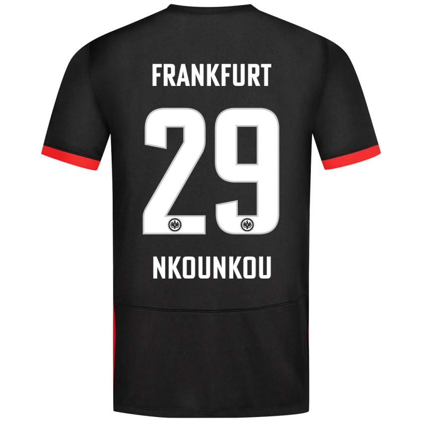 Kinder Niels Nkounkou #29 Schwarz Auswärtstrikot Trikot 2024/25 T-Shirt Österreich