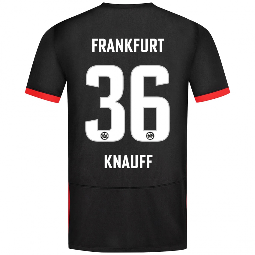 Kinder Ansgar Knauff #36 Schwarz Auswärtstrikot Trikot 2024/25 T-Shirt Österreich