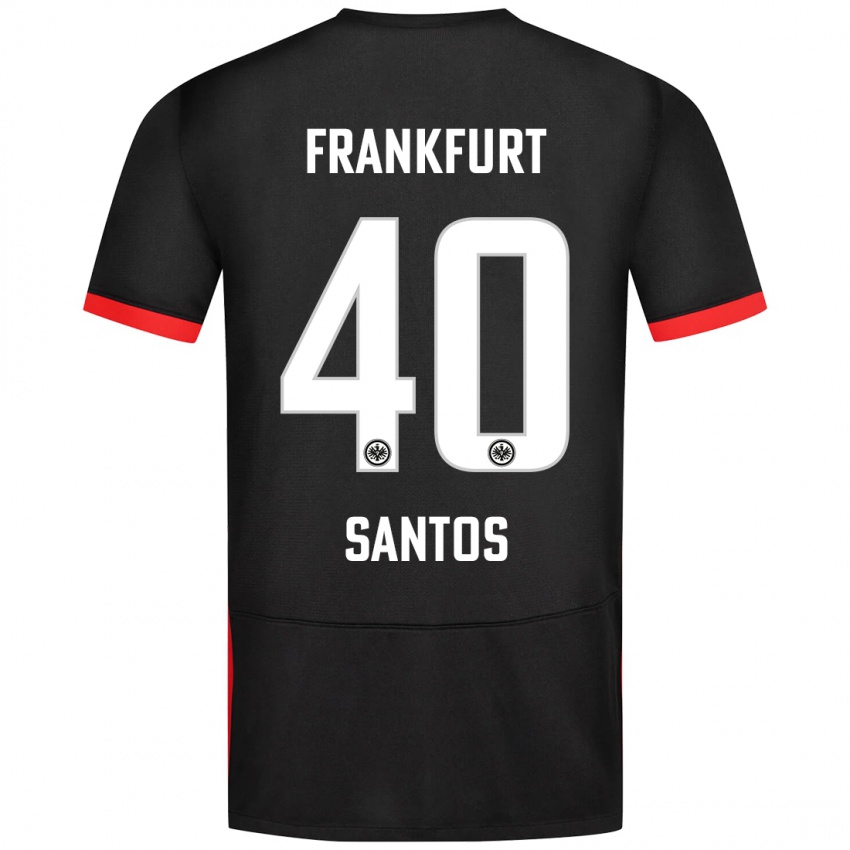 Kinder Kauã Santos #40 Schwarz Auswärtstrikot Trikot 2024/25 T-Shirt Österreich