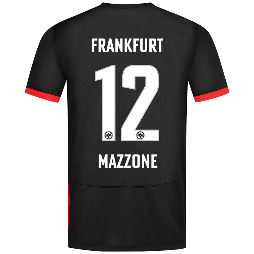 Kinder Matteo Mazzone #12 Schwarz Auswärtstrikot Trikot 2024/25 T-Shirt Österreich