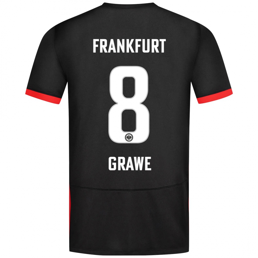 Kinder Lisanne Gräwe #8 Schwarz Auswärtstrikot Trikot 2024/25 T-Shirt Österreich