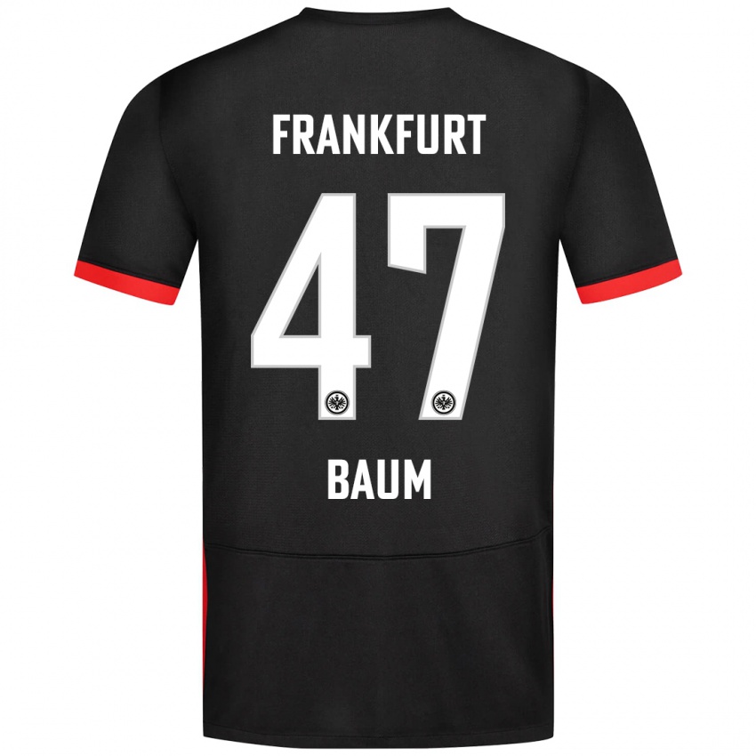 Kinder Elias Baum #47 Schwarz Auswärtstrikot Trikot 2024/25 T-Shirt Österreich