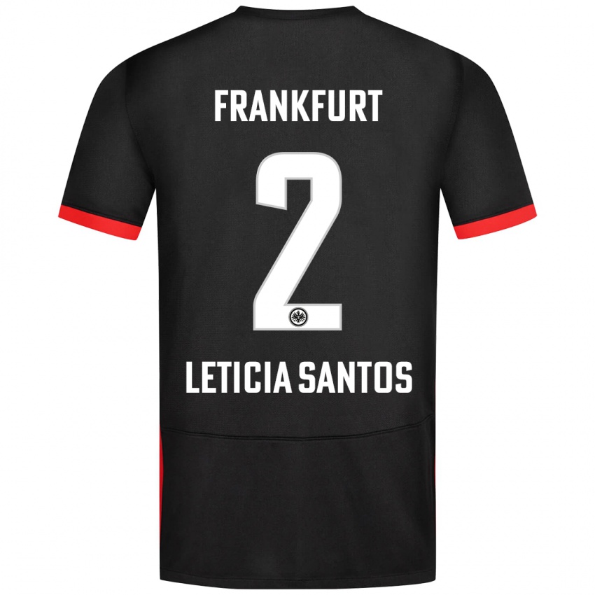 Kinder Letícia Santos De Oliveira #2 Schwarz Auswärtstrikot Trikot 2024/25 T-Shirt Österreich