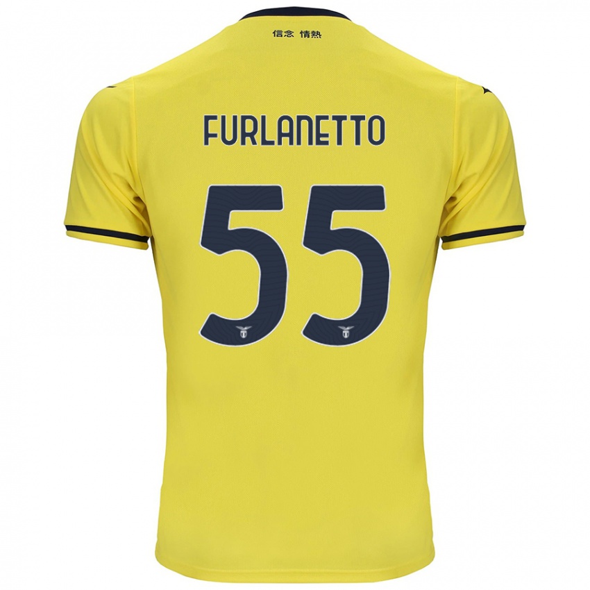 Kinder Alessio Furlanetto #55 Gelb Auswärtstrikot Trikot 2024/25 T-Shirt Österreich