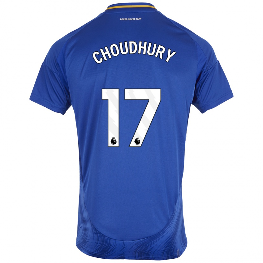 Herren Hamza Choudhury #17 Blau Weiß Heimtrikot Trikot 2024/25 T-Shirt Österreich