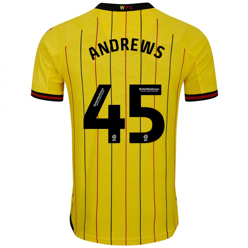 Herren Ryan Andrews #45 Gelb Schwarz Heimtrikot Trikot 2024/25 T-Shirt Österreich