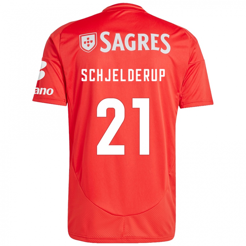 Herren Andreas Schjelderup #21 Rot Weiß Heimtrikot Trikot 2024/25 T-Shirt Österreich