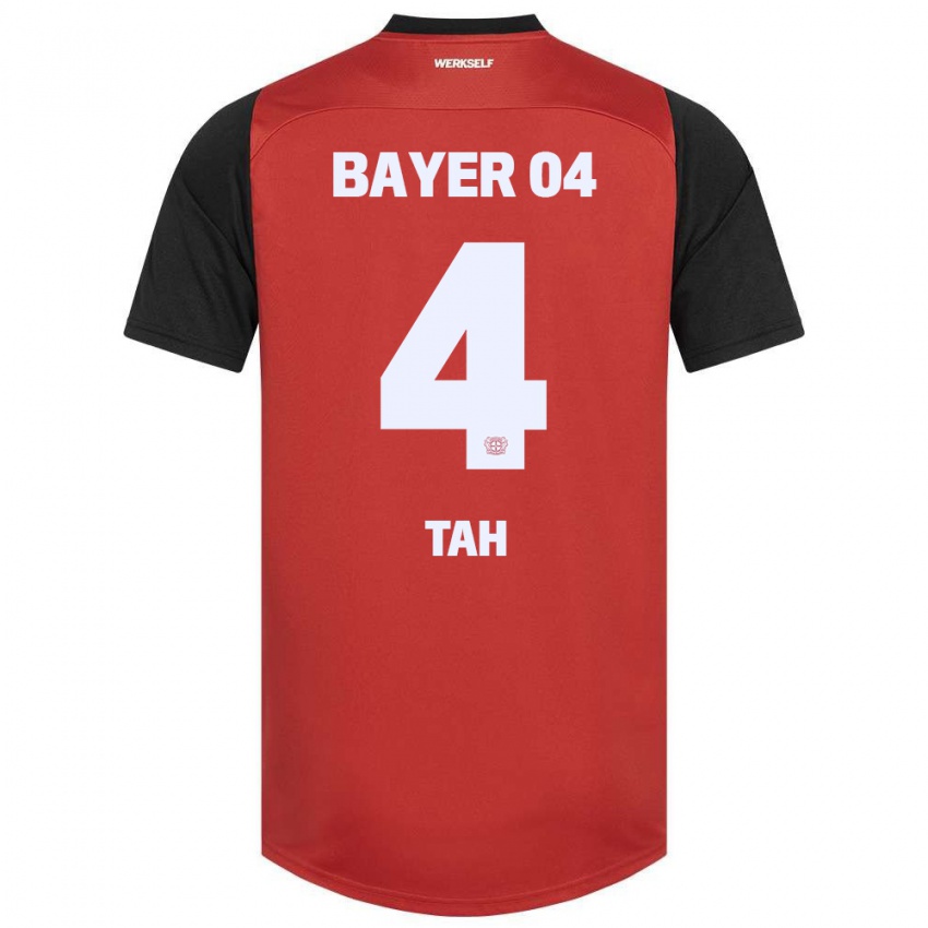 Herren Jonathan Tah #4 Rot Schwarz Heimtrikot Trikot 2024/25 T-Shirt Österreich