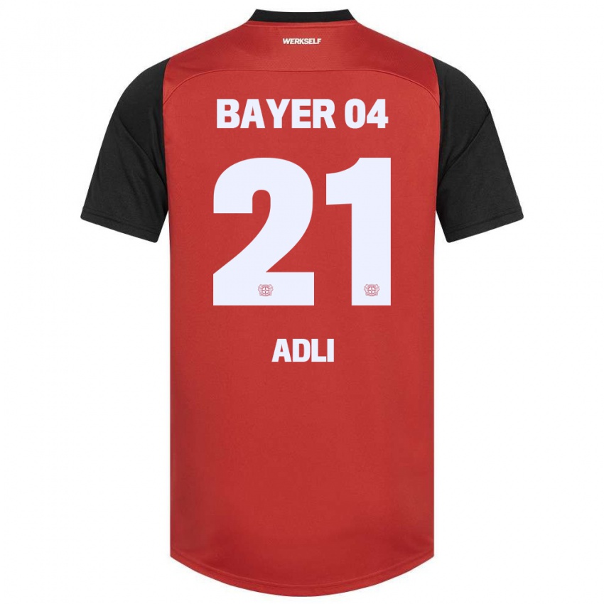 Herren Amine Adli #21 Rot Schwarz Heimtrikot Trikot 2024/25 T-Shirt Österreich