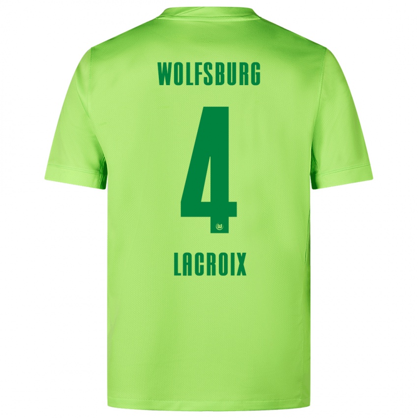 Herren Maxence Lacroix #4 Fluoreszierendes Grün Heimtrikot Trikot 2024/25 T-Shirt Österreich