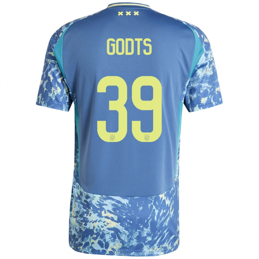 Herren Mika Godts #39 Grau Blau Gelb Auswärtstrikot Trikot 2024/25 T-Shirt Österreich