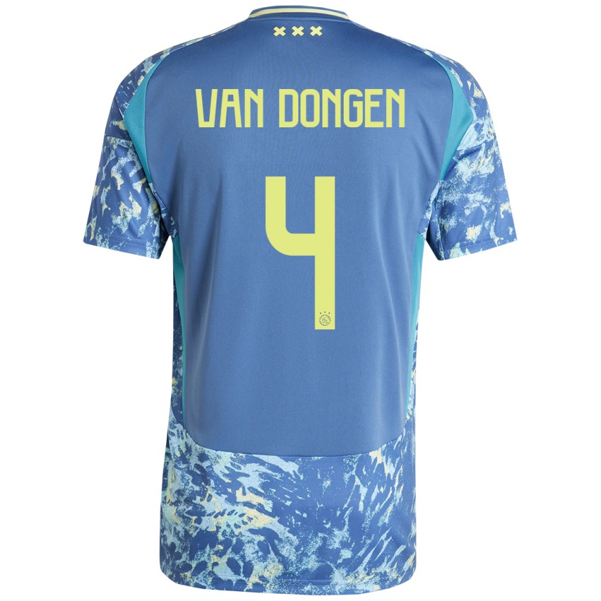 Herren Bram Van Dongen #4 Grau Blau Gelb Auswärtstrikot Trikot 2024/25 T-Shirt Österreich