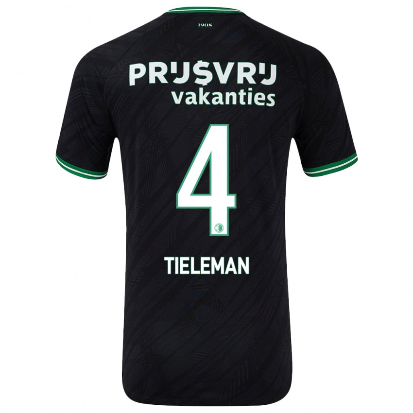 Herren Jerry Tieleman #4 Schwarz Grün Auswärtstrikot Trikot 2024/25 T-Shirt Österreich