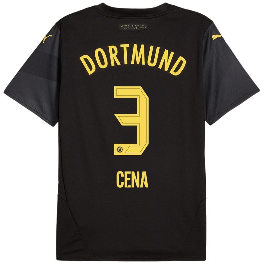 Herren Valon Cena #3 Schwarz Gelb Auswärtstrikot Trikot 2024/25 T-Shirt Österreich