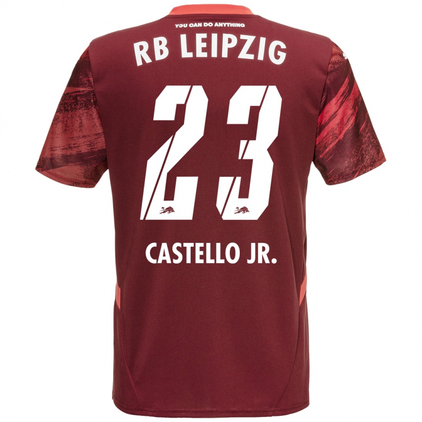 Herren Castello Lukeba #23 Burgunderrot Auswärtstrikot Trikot 2024/25 T-Shirt Österreich