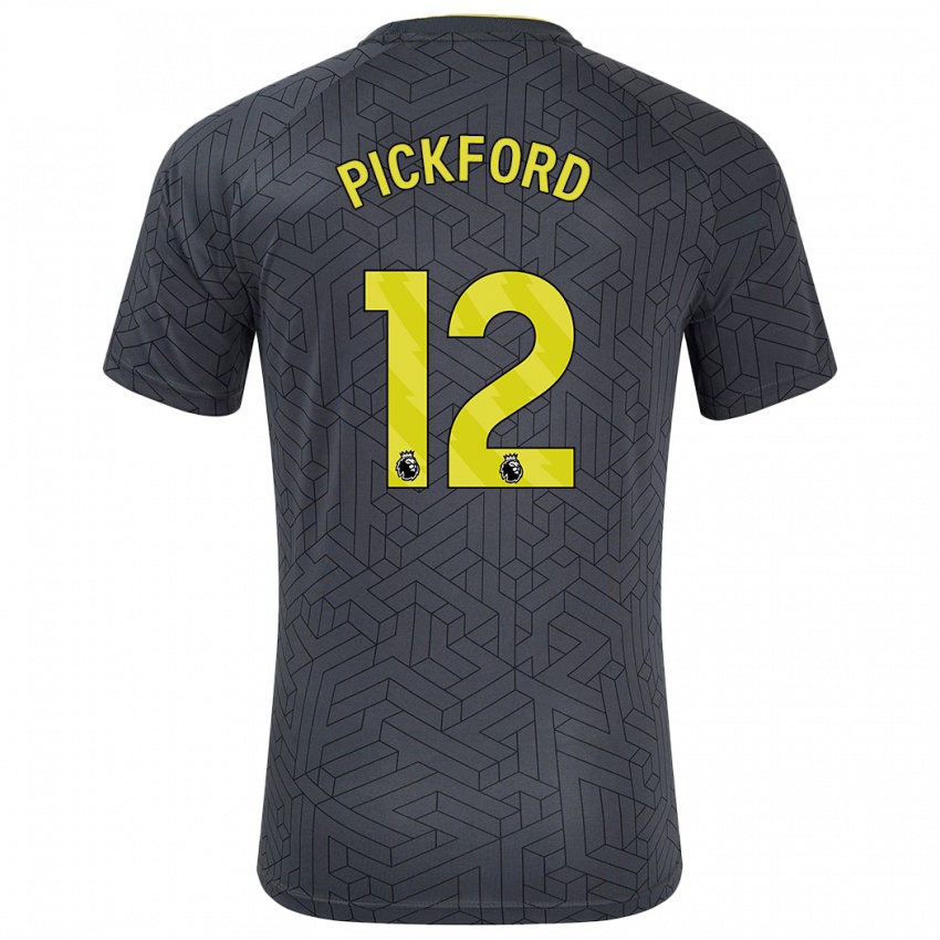 Herren Jordan Pickford #12 Schwarz Gelb Auswärtstrikot Trikot 2024/25 T-Shirt Österreich