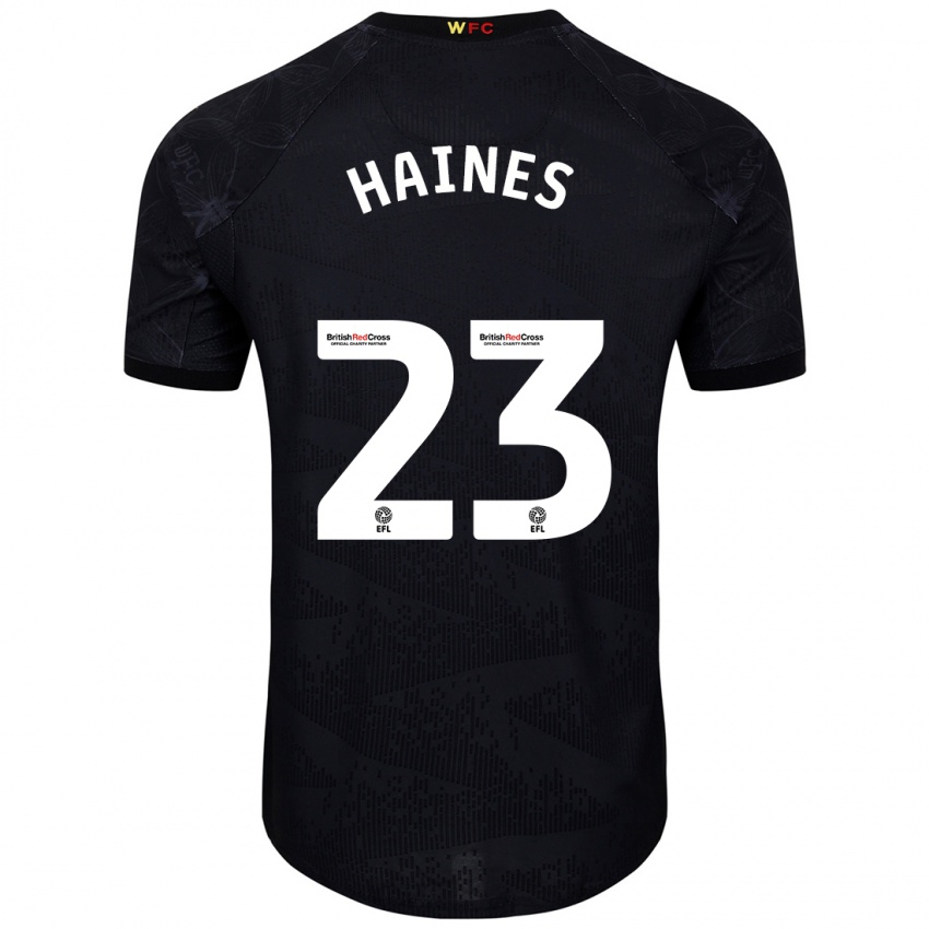 Herren Coral-Jade Haines #23 Schwarz Weiß Auswärtstrikot Trikot 2024/25 T-Shirt Österreich