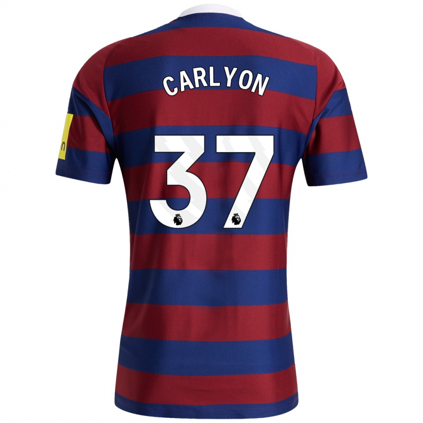 Herren Nathan Carlyon #37 Burgunderrot Marineblau Auswärtstrikot Trikot 2024/25 T-Shirt Österreich