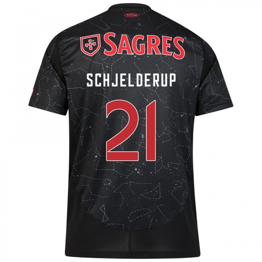 Herren Andreas Schjelderup #21 Schwarz Rot Auswärtstrikot Trikot 2024/25 T-Shirt Österreich