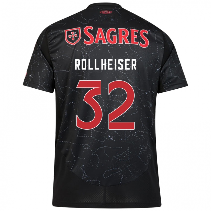 Herren Benjamín Rollheiser #32 Schwarz Rot Auswärtstrikot Trikot 2024/25 T-Shirt Österreich