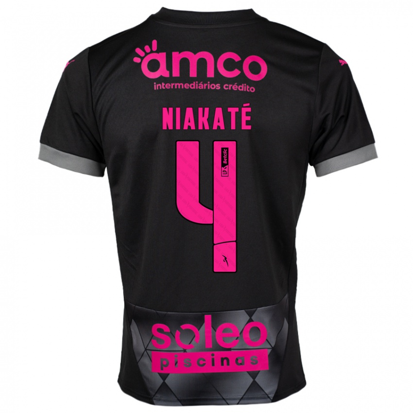 Herren Sikou Niakaté #4 Schwarz Rosa Auswärtstrikot Trikot 2024/25 T-Shirt Österreich