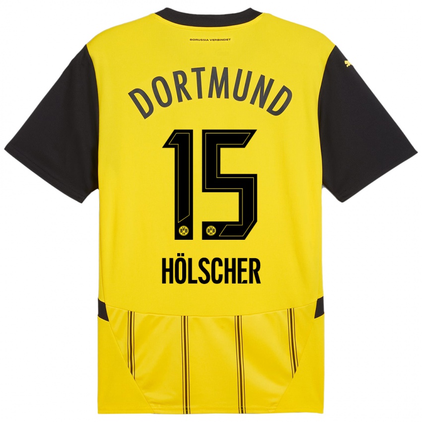 Damen Mats Hölscher #15 Gelb Schwarz Heimtrikot Trikot 2024/25 T-Shirt Österreich