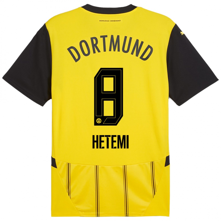 Damen Rilind Hetemi #8 Gelb Schwarz Heimtrikot Trikot 2024/25 T-Shirt Österreich