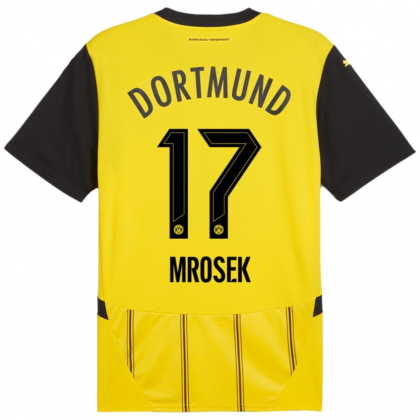 Damen Noah Mrosek #17 Gelb Schwarz Heimtrikot Trikot 2024/25 T-Shirt Österreich