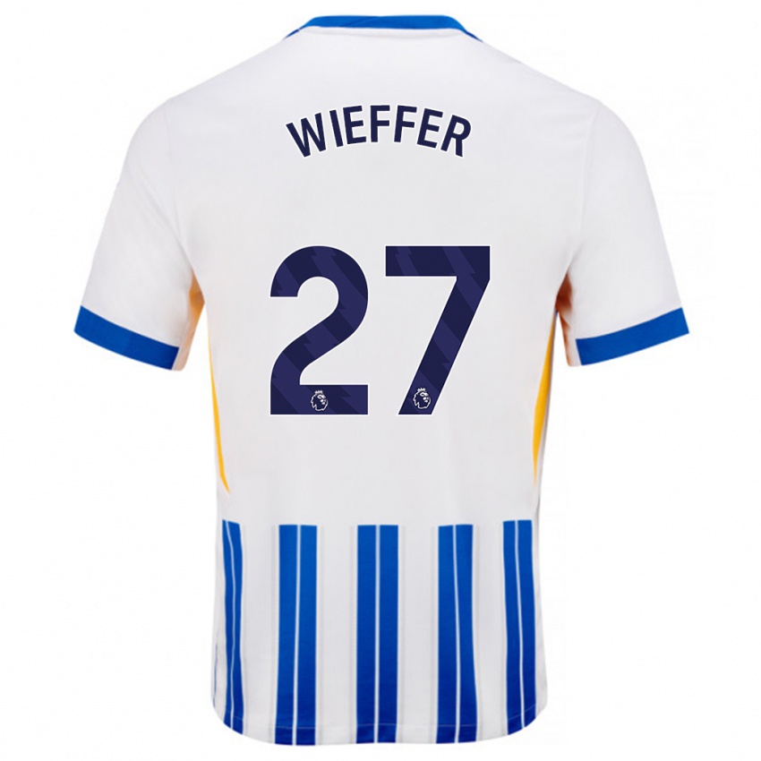 Damen Mats Wieffer #27 Weiß Blaue Nadelstreifen Heimtrikot Trikot 2024/25 T-Shirt Österreich