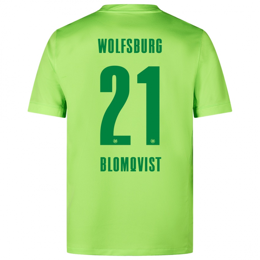 Damen Rebecka Blomqvist #21 Fluoreszierendes Grün Heimtrikot Trikot 2024/25 T-Shirt Österreich