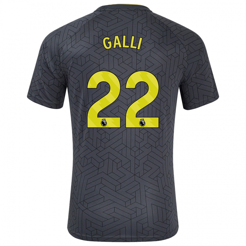 Damen Aurora Galli #22 Schwarz Gelb Auswärtstrikot Trikot 2024/25 T-Shirt Österreich