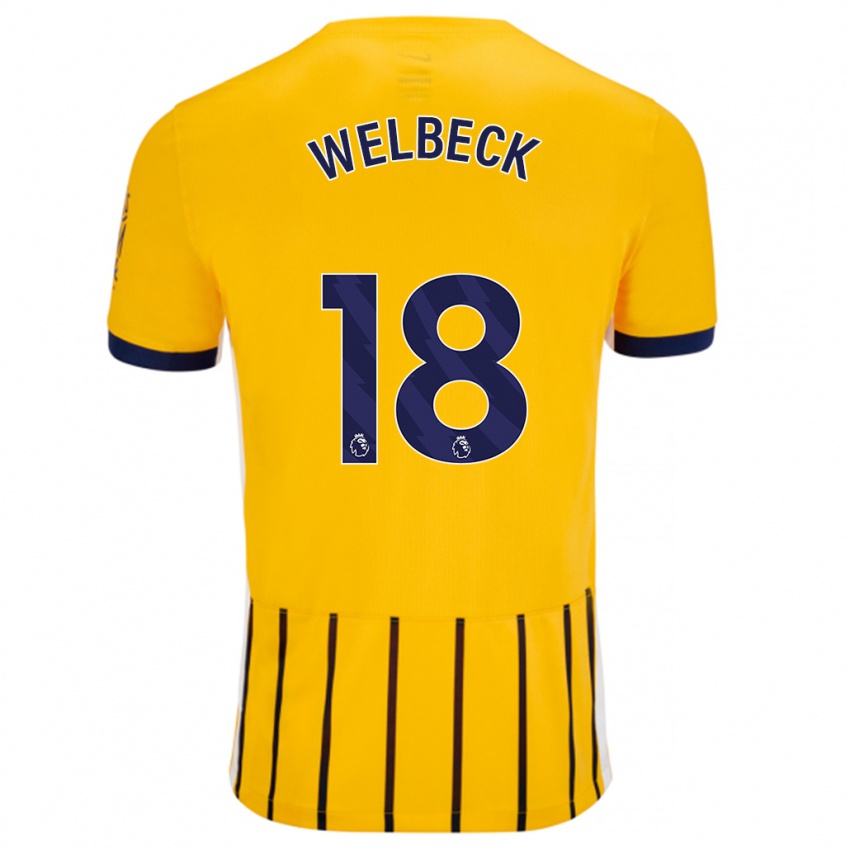 Damen Danny Welbeck #18 Gold Blau Nadelstreifen Auswärtstrikot Trikot 2024/25 T-Shirt Österreich