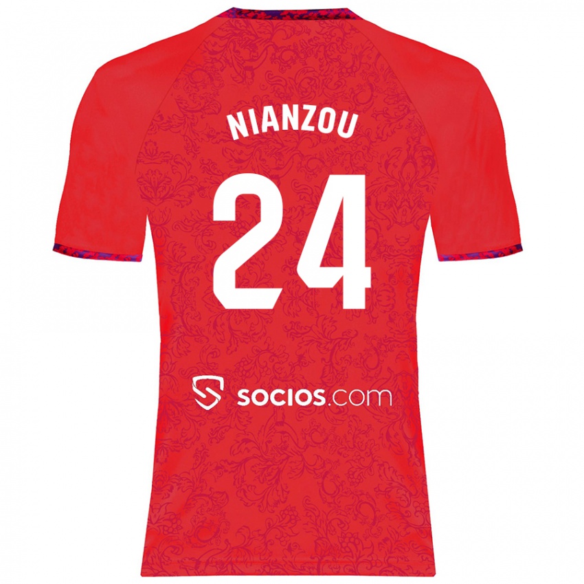 Damen Tanguy Nianzou #24 Rot Auswärtstrikot Trikot 2024/25 T-Shirt Österreich