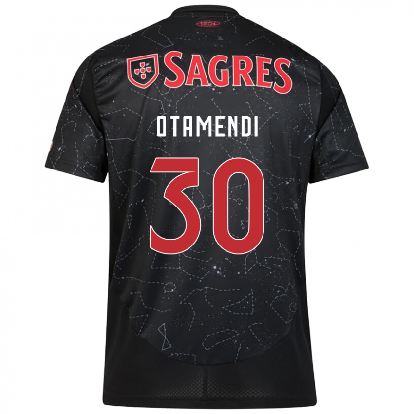 Damen Nicolas Otamendi #30 Schwarz Rot Auswärtstrikot Trikot 2024/25 T-Shirt Österreich