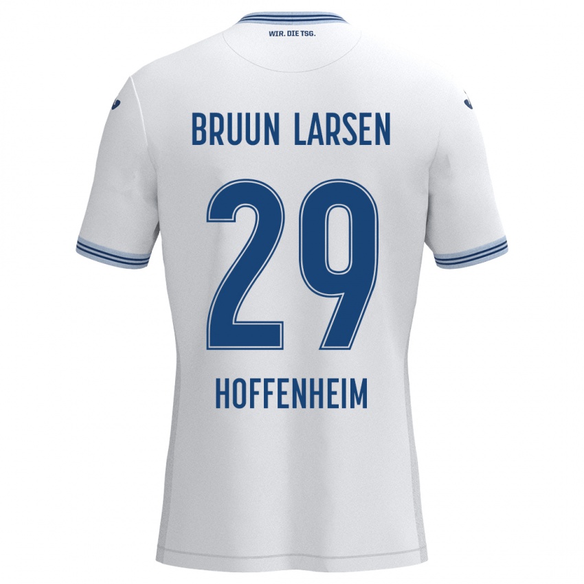 Damen Jacob Bruun Larsen #29 Weiß Blau Auswärtstrikot Trikot 2024/25 T-Shirt Österreich