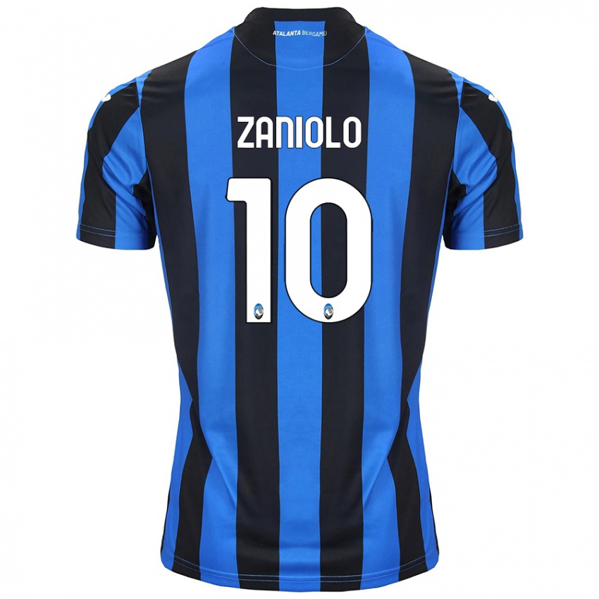 Kinder Nicolo Zaniolo #10 Blau Schwarz Heimtrikot Trikot 2024/25 T-Shirt Österreich