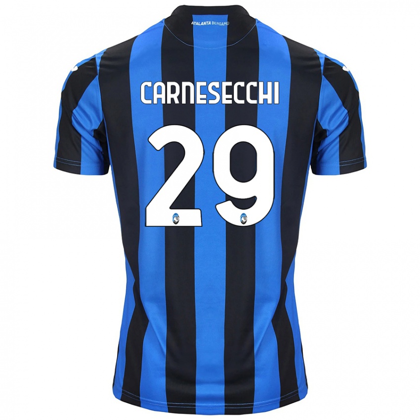 Kinder Marco Carnesecchi #29 Blau Schwarz Heimtrikot Trikot 2024/25 T-Shirt Österreich