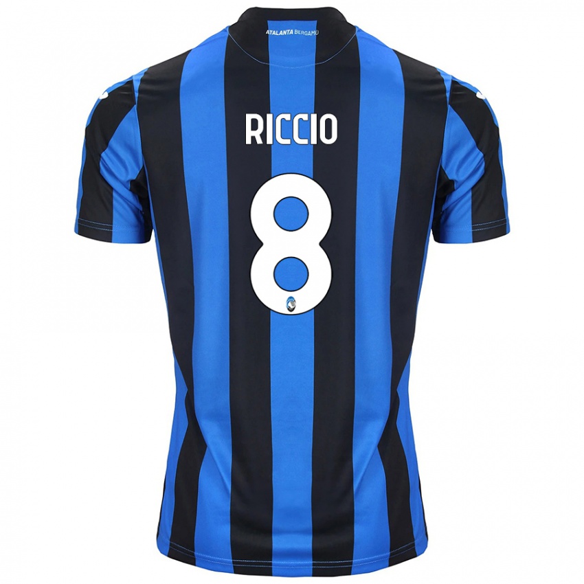 Kinder Lorenzo Riccio #8 Blau Schwarz Heimtrikot Trikot 2024/25 T-Shirt Österreich