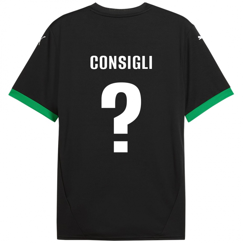 Kinder Andrea Consigli #0 Schwarz Dunkelgrün Heimtrikot Trikot 2024/25 T-Shirt Österreich