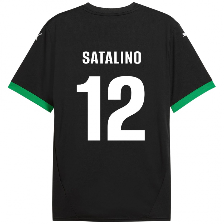 Kinder Giacomo Satalino #12 Schwarz Dunkelgrün Heimtrikot Trikot 2024/25 T-Shirt Österreich