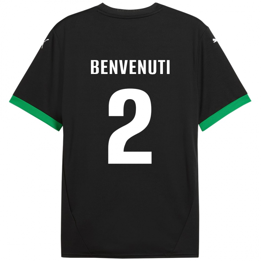 Kinder Giacomo Benvenuti #2 Schwarz Dunkelgrün Heimtrikot Trikot 2024/25 T-Shirt Österreich