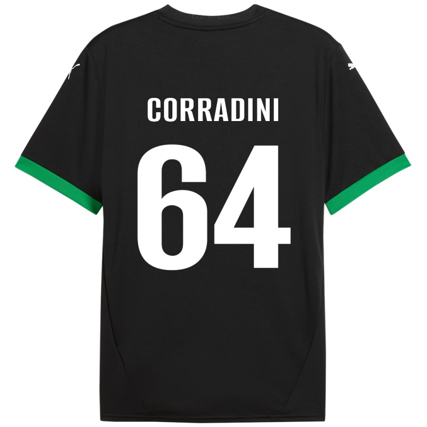 Kinder Francesco Corradini #64 Schwarz Dunkelgrün Heimtrikot Trikot 2024/25 T-Shirt Österreich