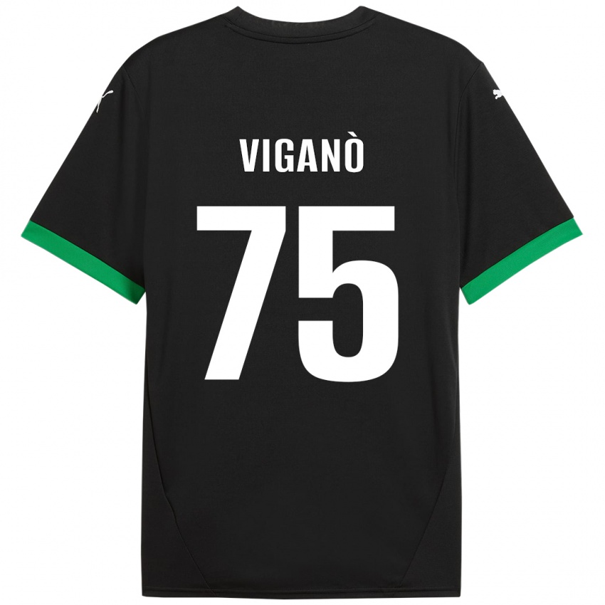 Kinder Lorenzo Viganò #75 Schwarz Dunkelgrün Heimtrikot Trikot 2024/25 T-Shirt Österreich