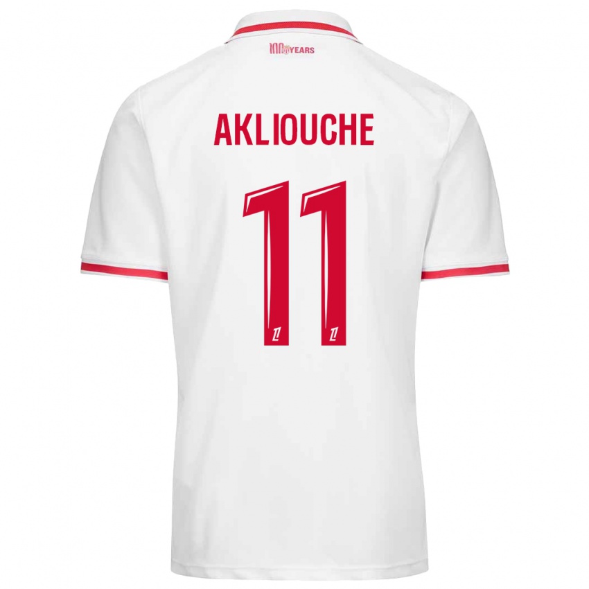 Kinder Maghnes Akliouche #11 Weiß Rot Heimtrikot Trikot 2024/25 T-Shirt Österreich