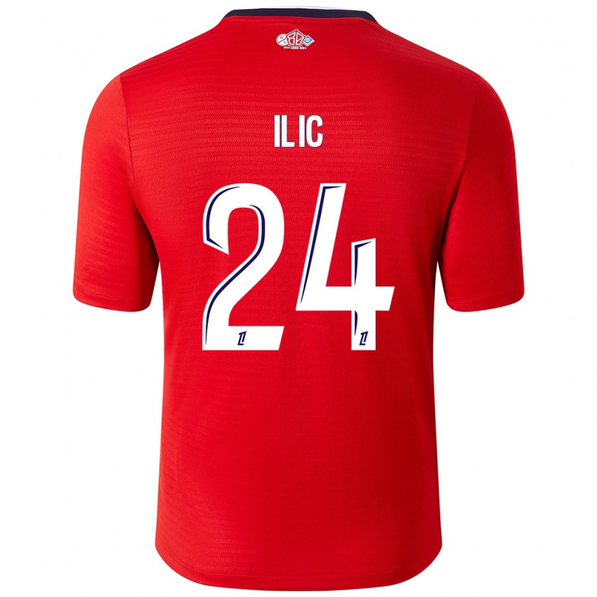 Kinder Andrej Ilic #24 Rot Weiß Heimtrikot Trikot 2024/25 T-Shirt Österreich